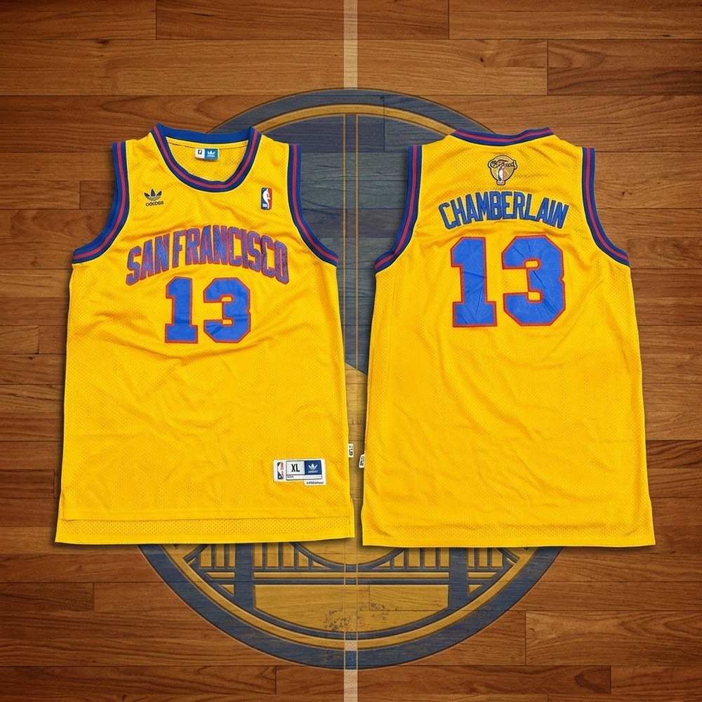 Adidas Wilt Chamberlain #13 San Francisco Warriors Jersey Yellow Mens XL Finals
